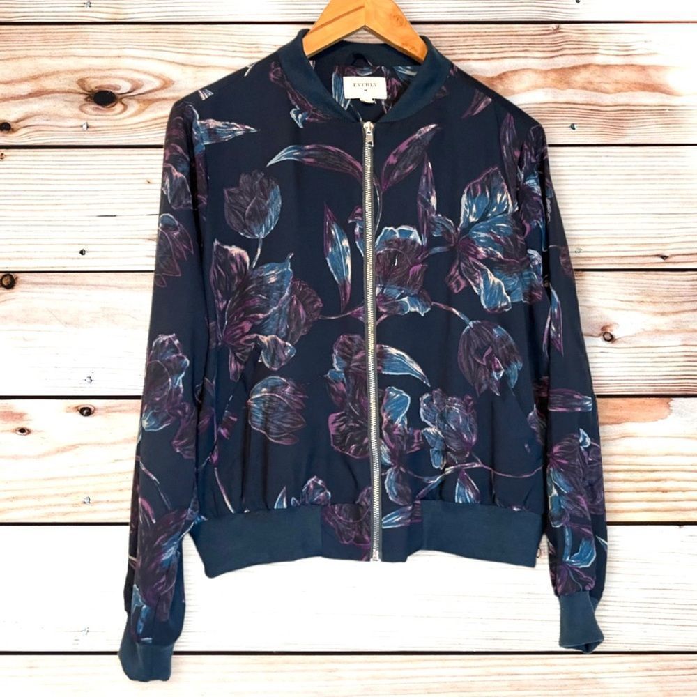 Everly boho floral zip up bomber jacket